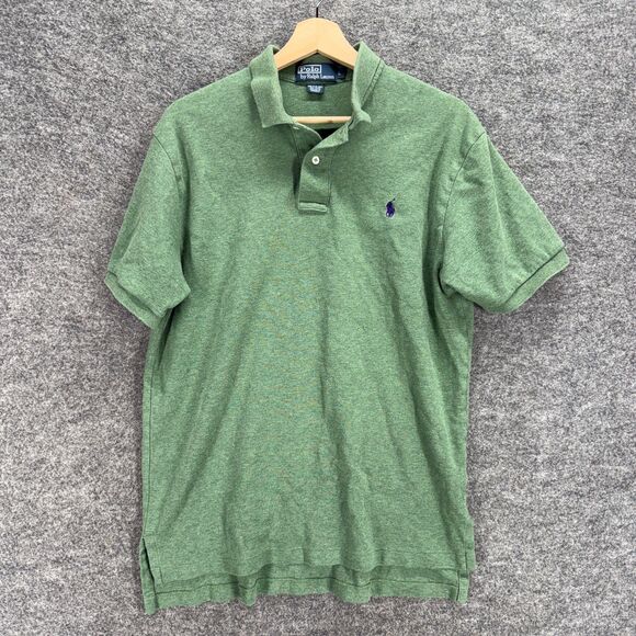Ralph Lauren Polo Shirt Men L Large Green Button Up Collared Short Sleeve Cotton - Picture 1 of 6